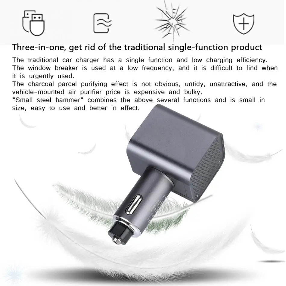 2-Порты и разъёмы USB Автомобильное Воздухоочистители+ QC3.0 автомобиля Зарядное устройство+ окно выключатель Мощность адаптер Разъем для зарядки автомобиль чистый воздух