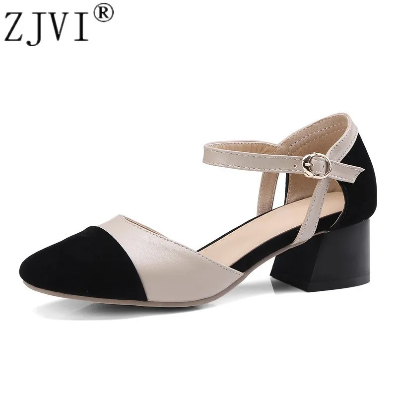 

ZJVI woman sexy hot ankle wrap sandals women 2019 summer thick mid heels shoes womens fashion square toe ladies sandal sandalias