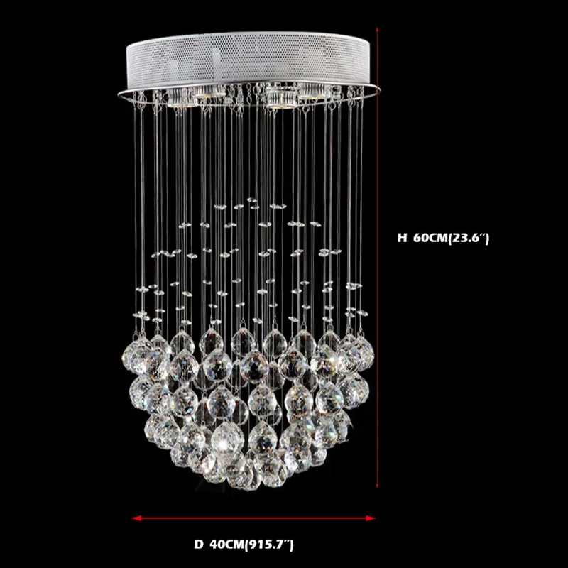 Светодио дный Круглая Люстра хрустальные люстры шаровое роскошный дизайн для внутреннего деко Обеденная Гостиная отеля исследование бар - Цвет абажура: D40CM H60CM 4Bulb