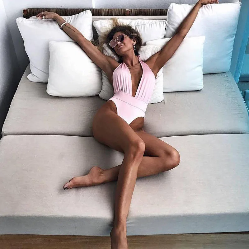 Summer jumpsuit skinny casual rompers Slim sexy straps one piece swimsuit low-cut bundle bodysuit women