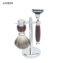 3 шт высококачественные, для бритья кисти держатель из нержавеющей стали безопасности бритвы набор для мужчин средства ухода за бородой