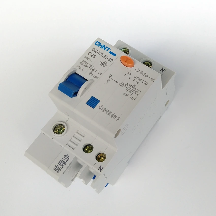 

CHINT DZ47LE-32 1P+N C25A 30mA Earth Leakage Circuit Breaker/Residual Current Operated Circuit Breaker