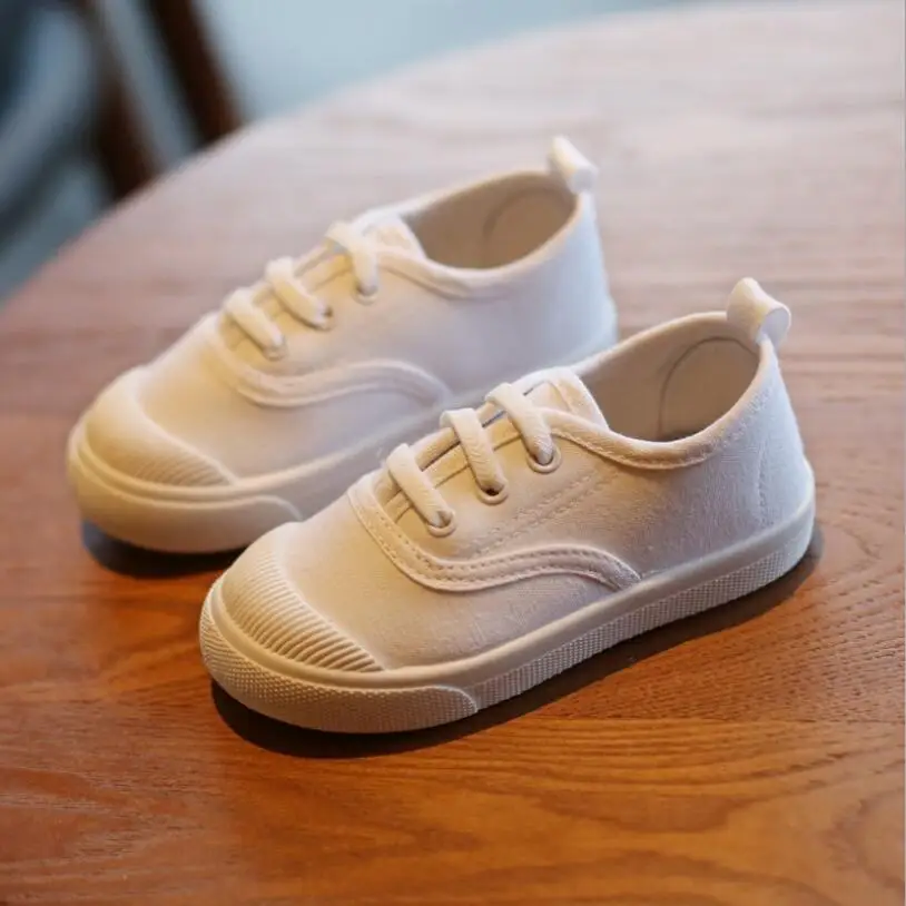 

White Canvas Shoes For Girls Boys Children Sport Shoes Breathable Sneakers Boys&Girls Soft Kids School Shoes Size 21-30