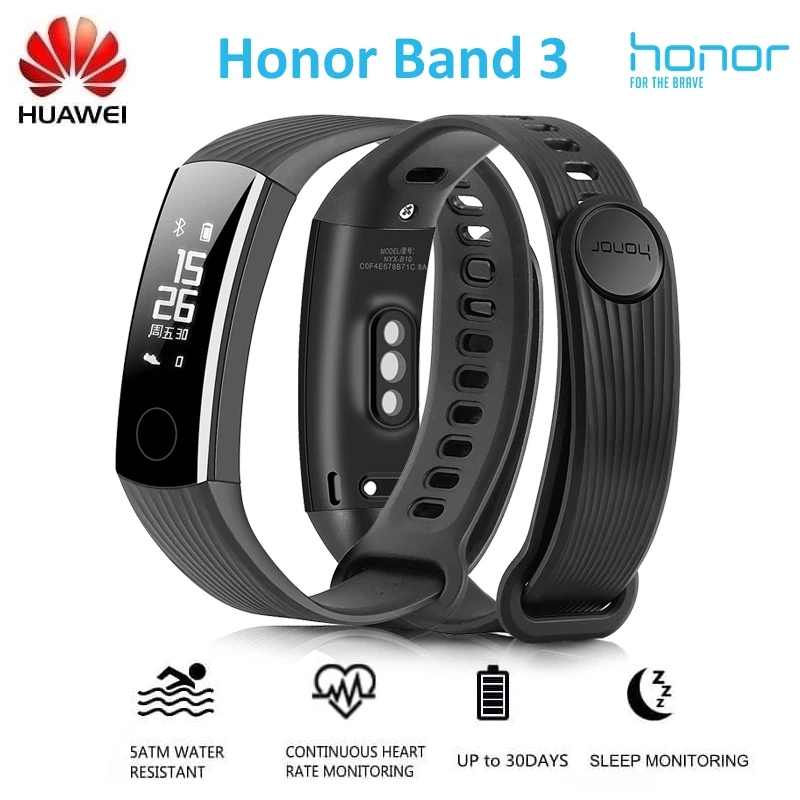 

Original HUAWEI Honor Band 3 Smart Wristband Smartband Heart Rate Monitor Fitness Tracker Pedometer for Xiaomi HUAWEI Iphone