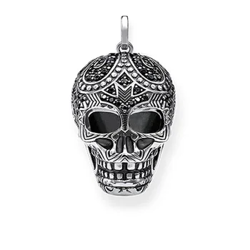 

Silver Black Zirconia Maori Skull Necklace Pendant, 2018 Punk Ethnic Skeleton Chain Necklace Pendant Jewelry Gift for Women Men