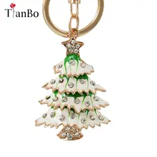 TianBo Мода Эмаль Рождественская елка брелоки звезда хрустальный ключ держатель брелок в виде кошелька сумка Подвеска для автомобильных брелоков подарок