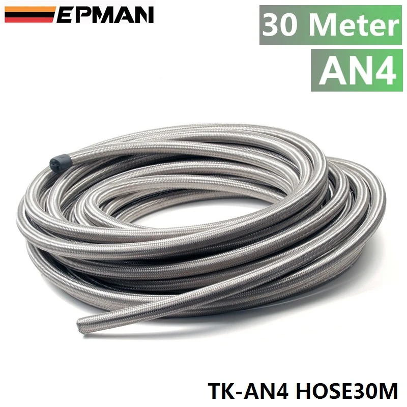 

AN -4 AN 4 4AN Stainless Steel Braided Fuel Line Oil Gas Hose each 30M 3.3FT ID:5.56MM, OD:11.13MM TK-AN4 HOSE30M