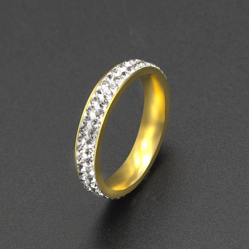 

2019 NEW Arrival one/five row clear crystal Stainless steel Wedding rings fashion jewelry Made with Genuine CZ Crystals
