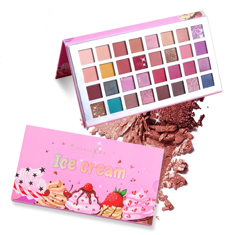 

Shimmer Matte Velvet Eye Shadow Cosmetics 32-Color Ice Cream Eyeshadow Palette Waterproof Smudge-proof Long Lasting TSLM1