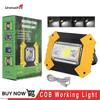 

Work Light Portable lantern Spotlight cob LED rechargeable flashlight 18650 tent lantern Flashlight working Lampe outdoor