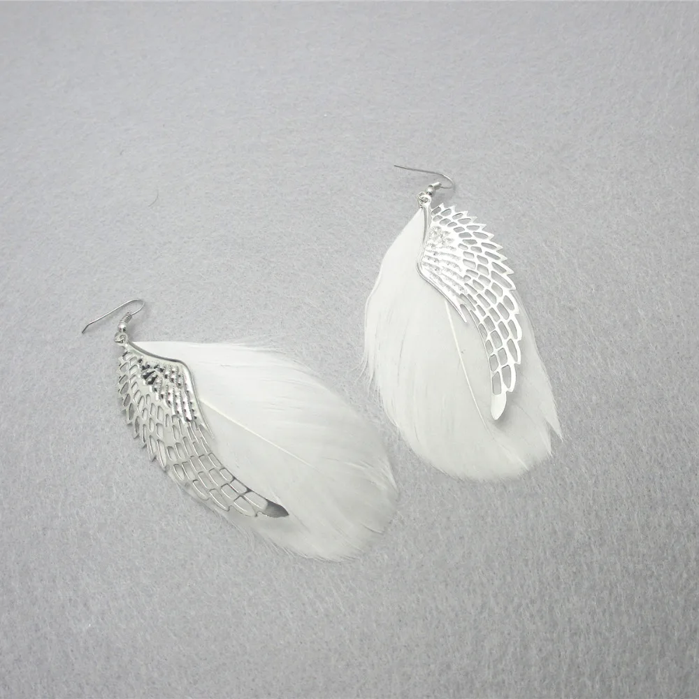 

Fashion Bohemia Charms Womens Vintage Dangle Earrings Exaggeration Angel Wings Feather Earrings Drop Earring Jewelry 2018