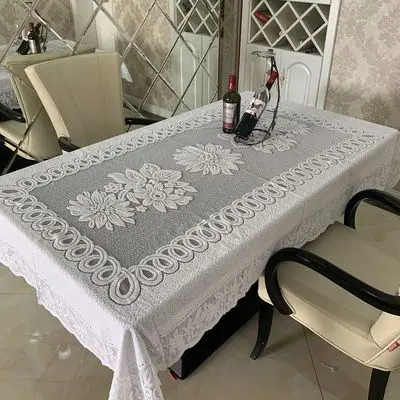 

New Embroidered Hollow Tablecloth Rectangular White Lace Table Tablecloths Covers Dining Lace Cover Cloths Tablecover mesa obrus