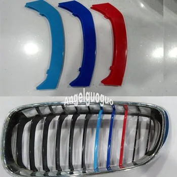 3D Car Styling Front Grille Trim Sport Strips Cover Motorsport Power Performance Stickers covers for 2013-16 BMW 3 Series GT GT3