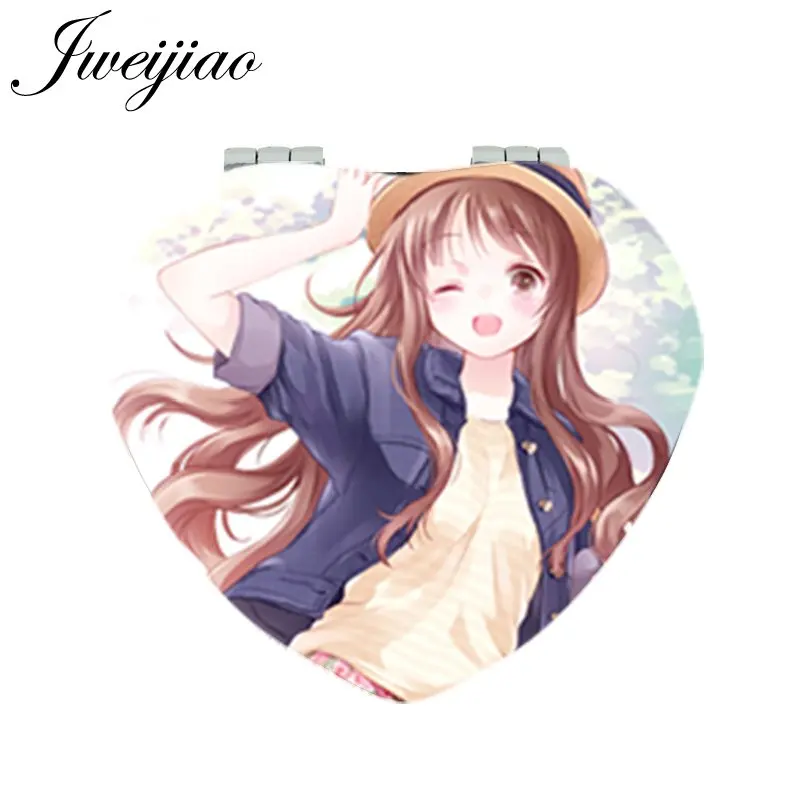

JWEIJIAO Lovely Girl Heart Shaped Cartoon Game Moive Photo Makeup Mirror Folding Mini Pocket Small Mirror 1X/2X Magnifying