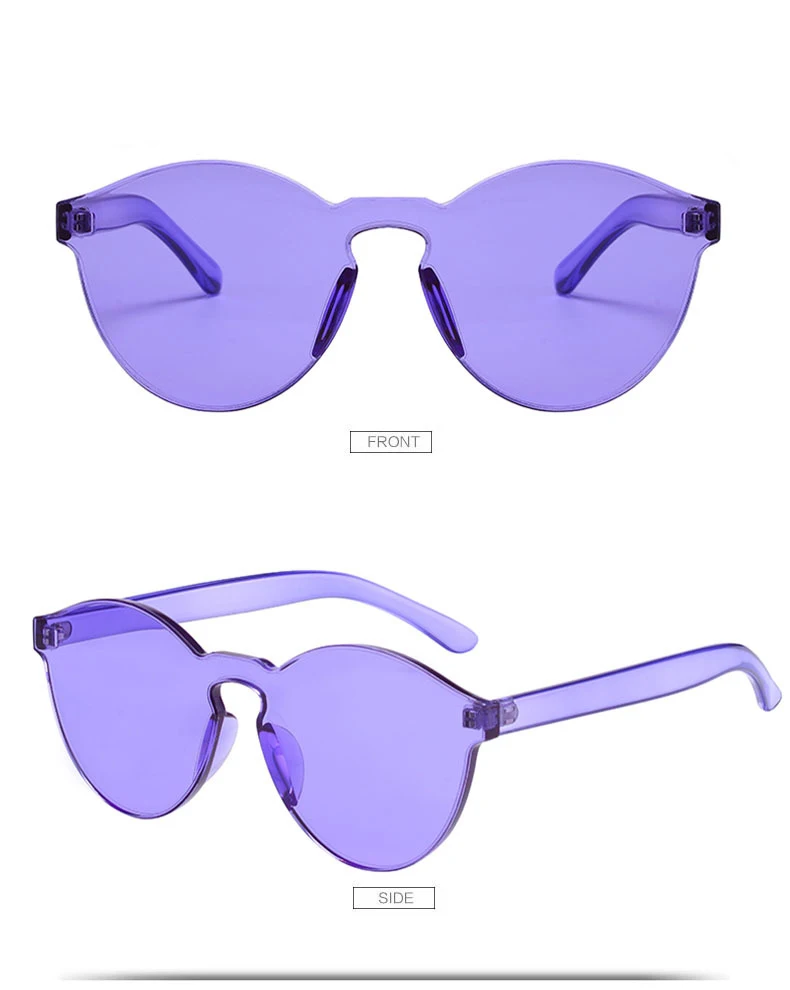 HAPTRON Красочные Солнцезащитные очки для женщин без оправы Солнцезащитные очки Брендовые дизайнерские винтажные прозрачные розовые желтые очки для девушек - Цвет линз: C3purple