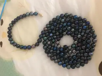 

stunning 9-10 mm tahitian round multicolor pearl necklace 50inch