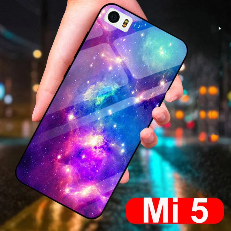 5.15&quot For xiaomi mi 5 case Starry sky tempered Glass + TPU Edge Hard Back Cover M5 M glass mi5 phone shell | Мобильные телефоны