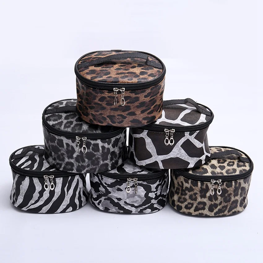

new fashion leopard PU women make up bag cosmetic cases travel Organizer Professional cosmetic bag box casual makeup beauty bag