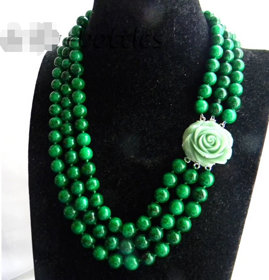 

shipping 3Strands 19'' 10mm Round Malachite Necklace