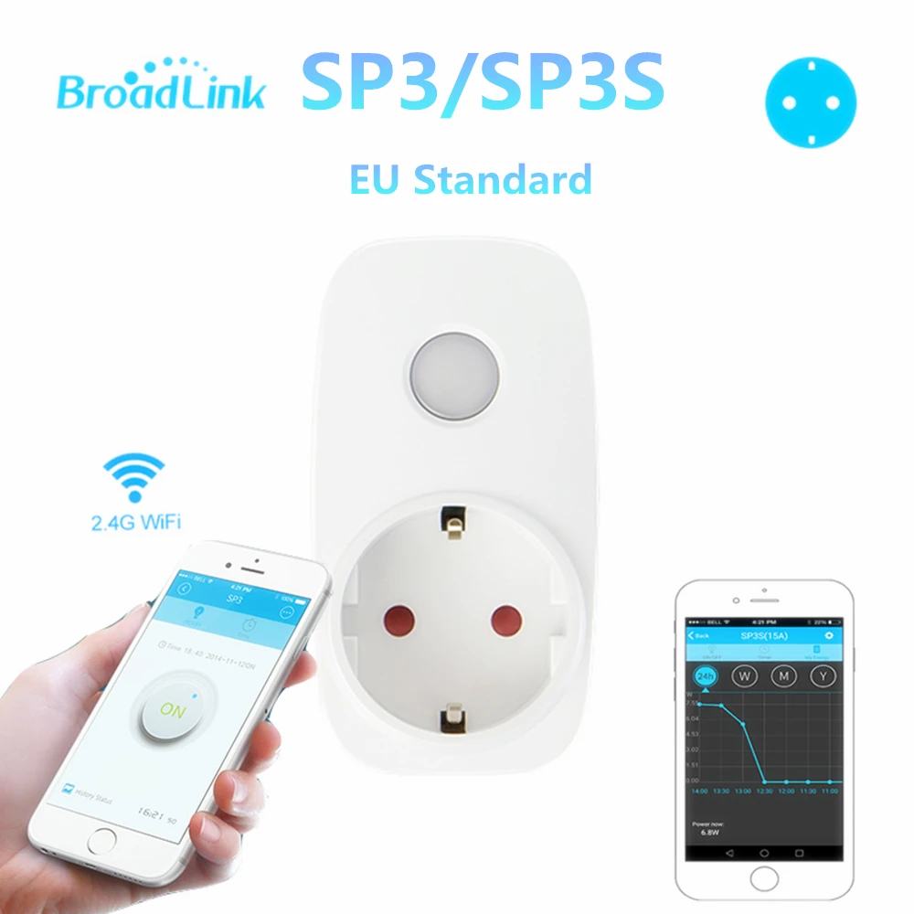 

Broadlink SP3 SP3S WiFi Smart Socket EU Plug for Alexa Google Home IFTTT APP Remote Control Outlet Smart Home Automation Models