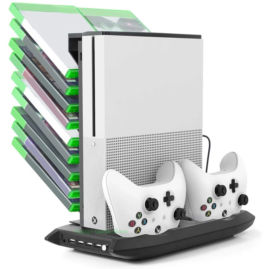 Для Xbox One S охлаждающая вертикальная подставка двойной контроллер зарядная станция игровой держатель Охлаждающие вентиляторы 4 usb порта для Xbox One Slim