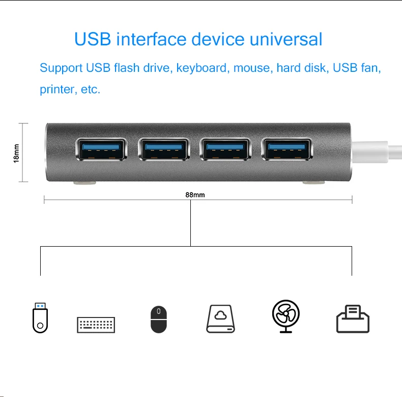 4-портовый Алюминий сплава USB 3,0 концентратор 5 Гбит/с супер Скорость 0,6 м/1 м usb-хаб Тип-C Micro Зарядка через usb разветвитель для настольного компьютера ноутбука