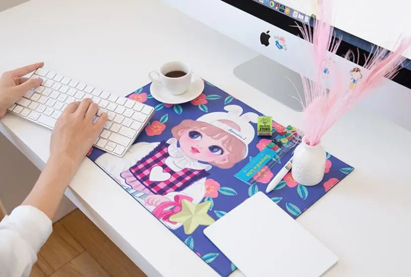 

cute cartoon girl oversized pad PU table heat mat multifunctional mat size: 43.5*29cm