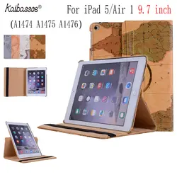 Kaibassce 360 градусов вращающийся Флип Смарт Стенд карта мира узор cover для iPad Air1 iPad 5 9,7 дюйма A1474 A1475 A1476