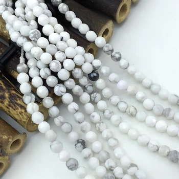 

Hot sale 2mm 3mm faceted round natural white howlite stone spacers accessories beads for jewelry making loose beads 15inch B477