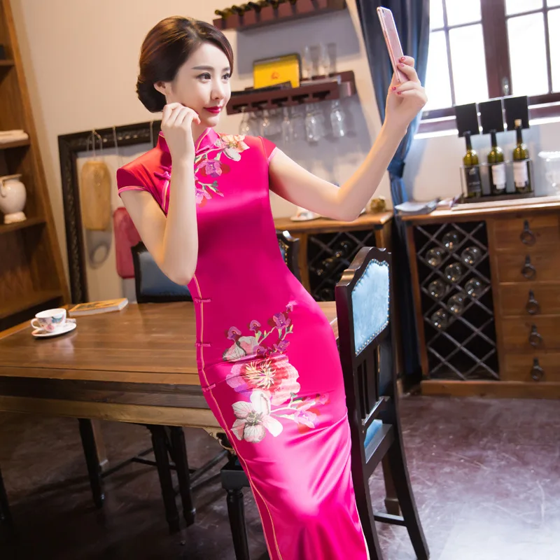 Красное черное синее желтое зеленое чонсам китайский для свадьбы Qipao