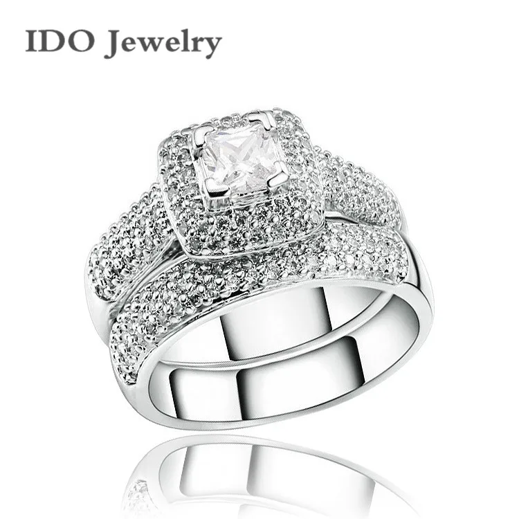 Fashion New Jewelry ring set Princess cut CZWedding Jewelry for Women a