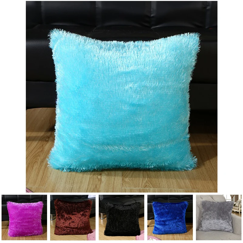 

RULDGEE Short Plush Soft 43*43cm Modern Plush Fabric Cusion Cover Solid Color Pillowcase Home Accessories