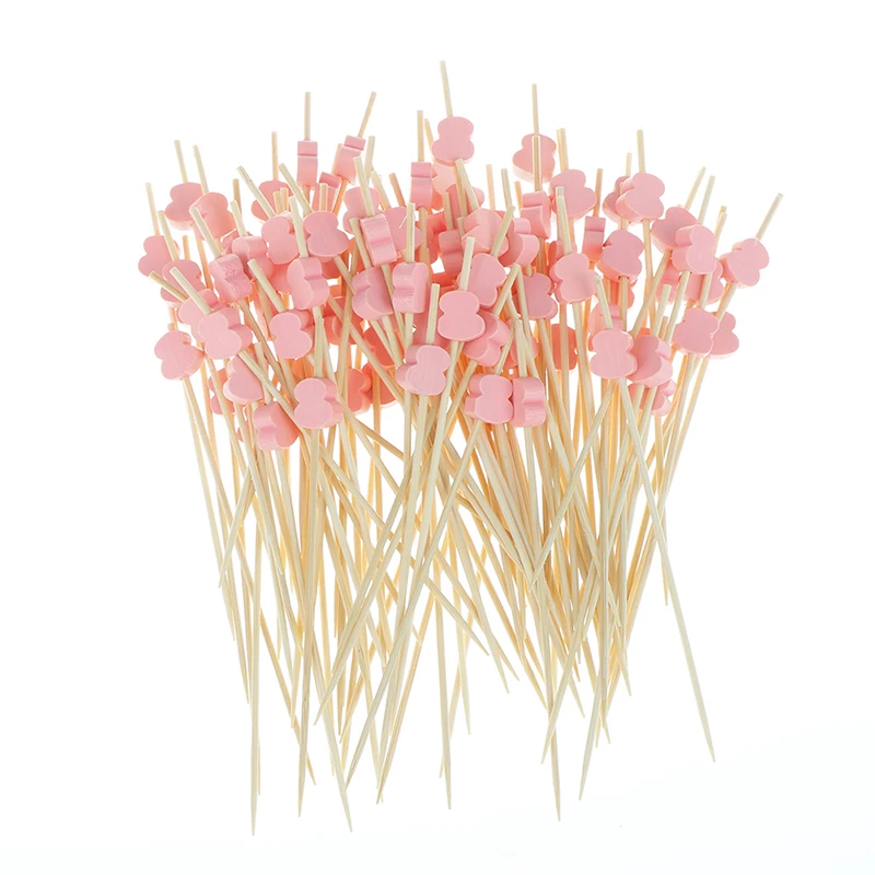 

100pcs Party Bamboo Cupcake Fruit Fork Food Picks Buffet Cake Dessert Salad Vegetable Sticks Cocktail Toothpick Skewer Decor