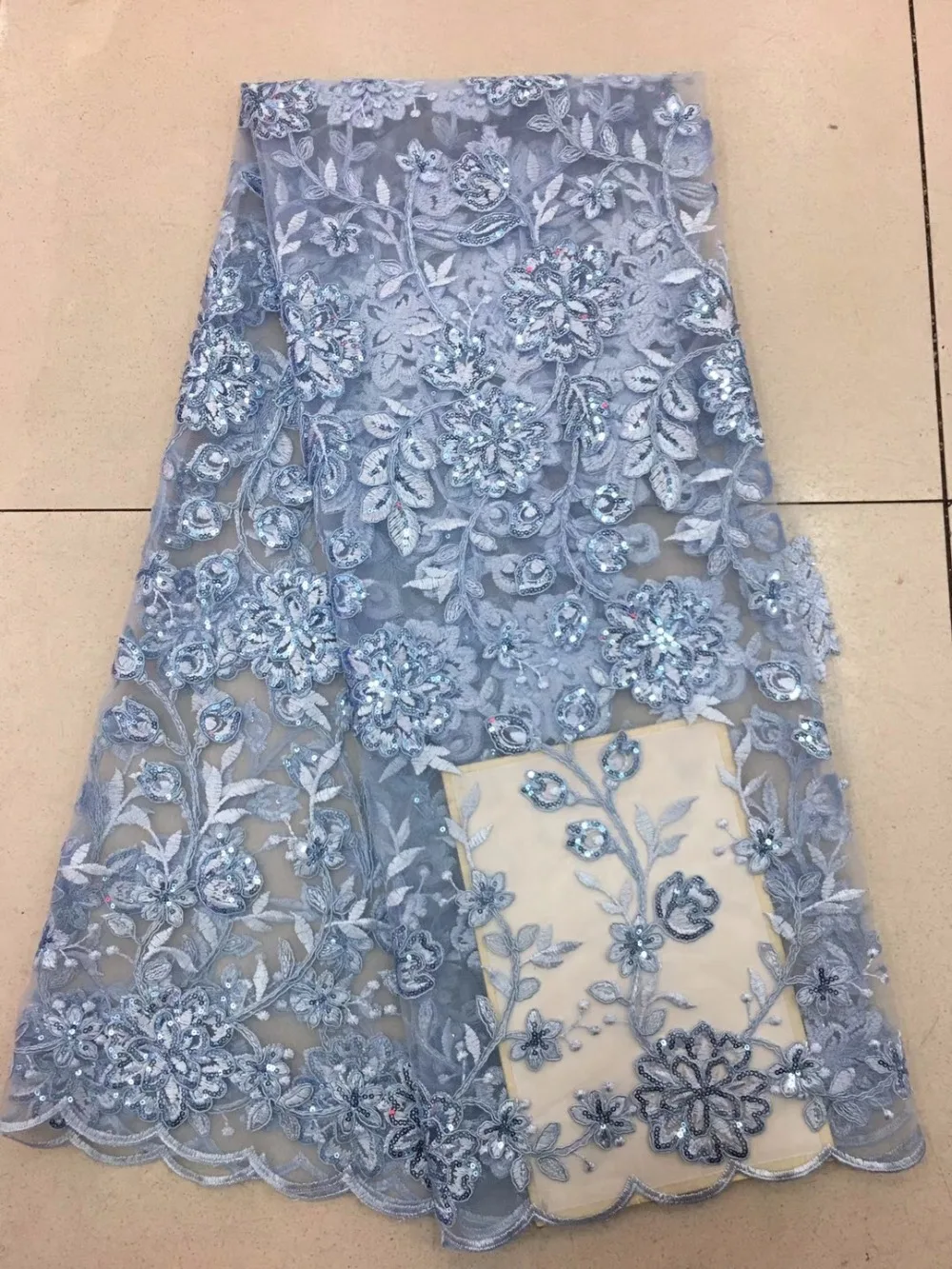 

Tulle paillett Lace Fabrics 2018 Lace Fabric sky blue Latest Nigerian Fabric French Lace Embroidered Dubai Lace Fabric For Party
