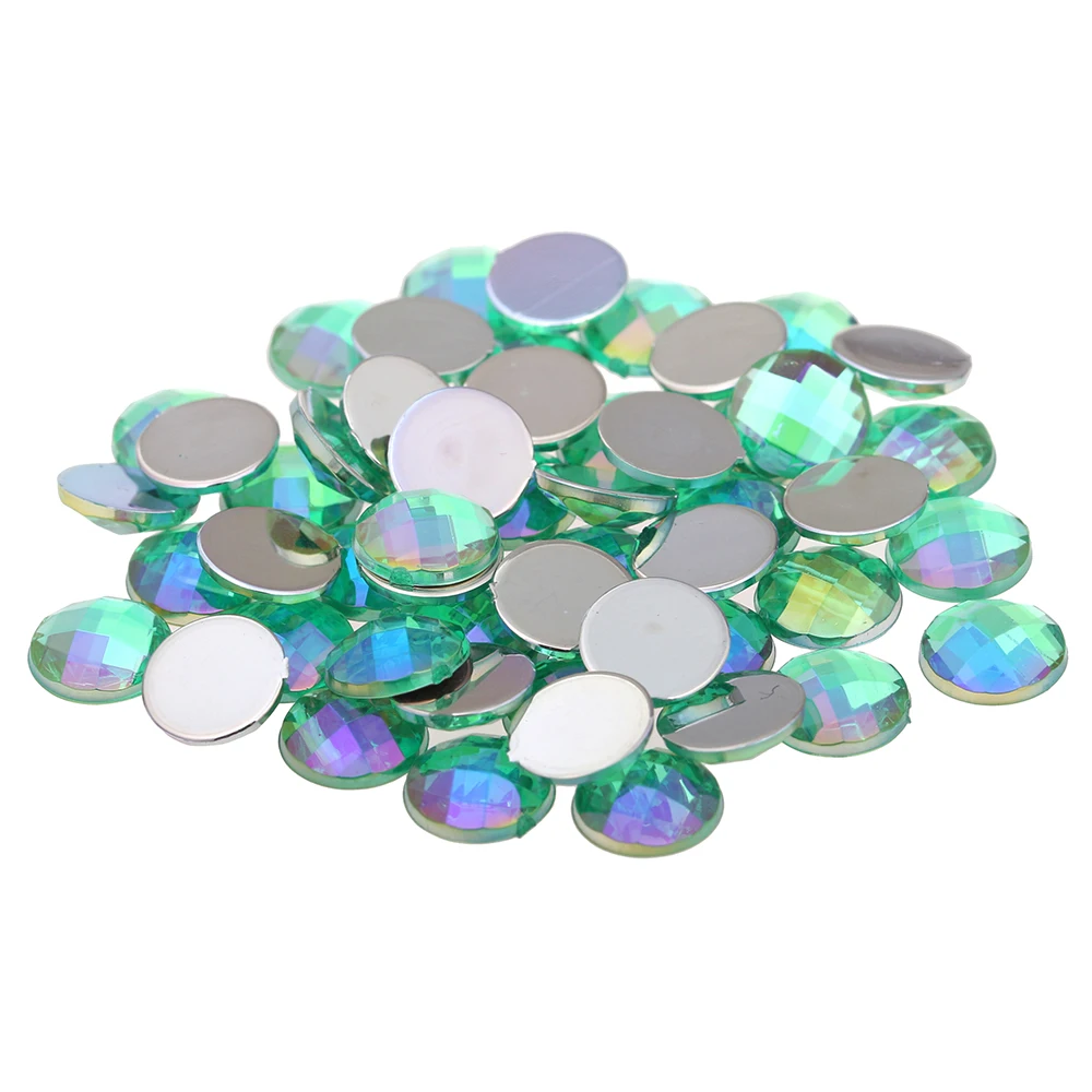 03light green 1000 Ремесло Искусство большие драгоценные камни 10 мм AB цвета 1000 шт Акриловые округлые с плоской нижней поверхностью Стразы граненые Акриловые стразы из горного хрусталя высокие сверкающие бусины - Цвет: 03light green 1000