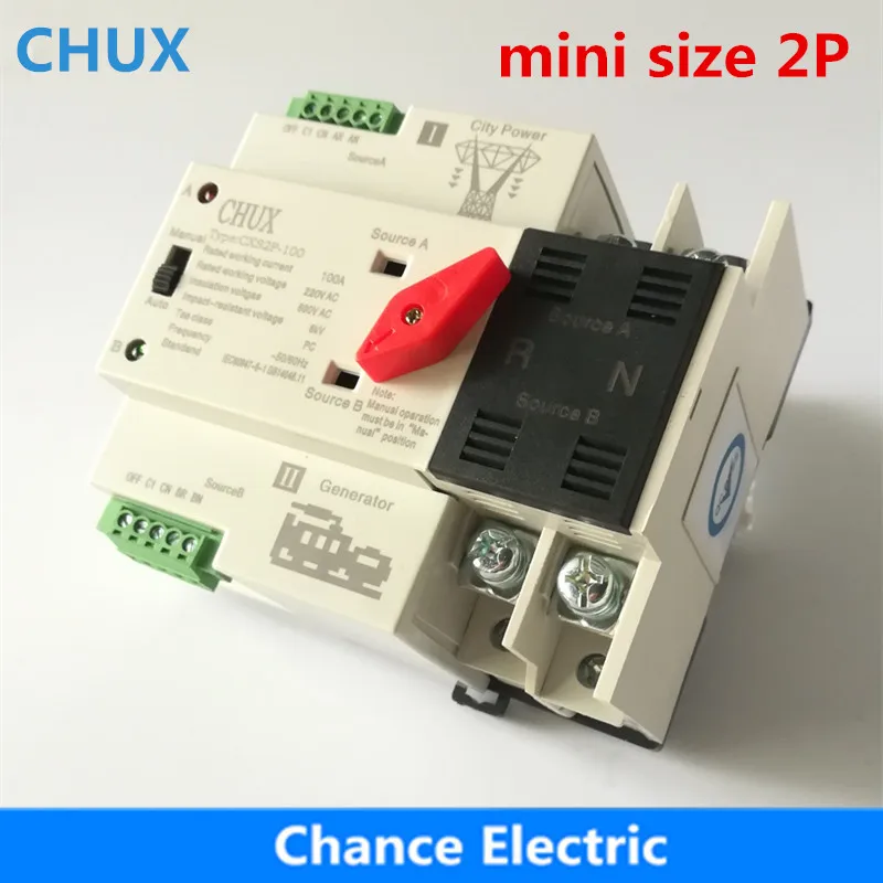 Dual Power Switch CXS2P 100A Mini ATS 2P Automatic Transfer Switch