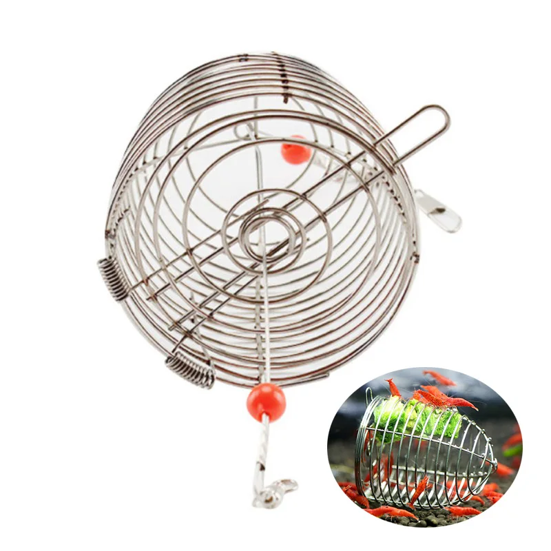 

Stainless Steel Cage Aquarium Shrimp Small Bait Feeder Dry Spinach Feeding Fish Shrimp Feeders Nest Round Basket