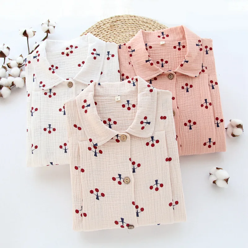 

2019 New Cotton Lapel Long Sleeve Print Pregnant Women Casual Pajamas Set