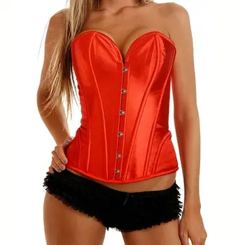 

Red Satin Sexy Gothic Corsets And Bustiers Plus Size Waist Trainer Corset Steel Bone Overbust Corpetes E Espartilhos Para Festa