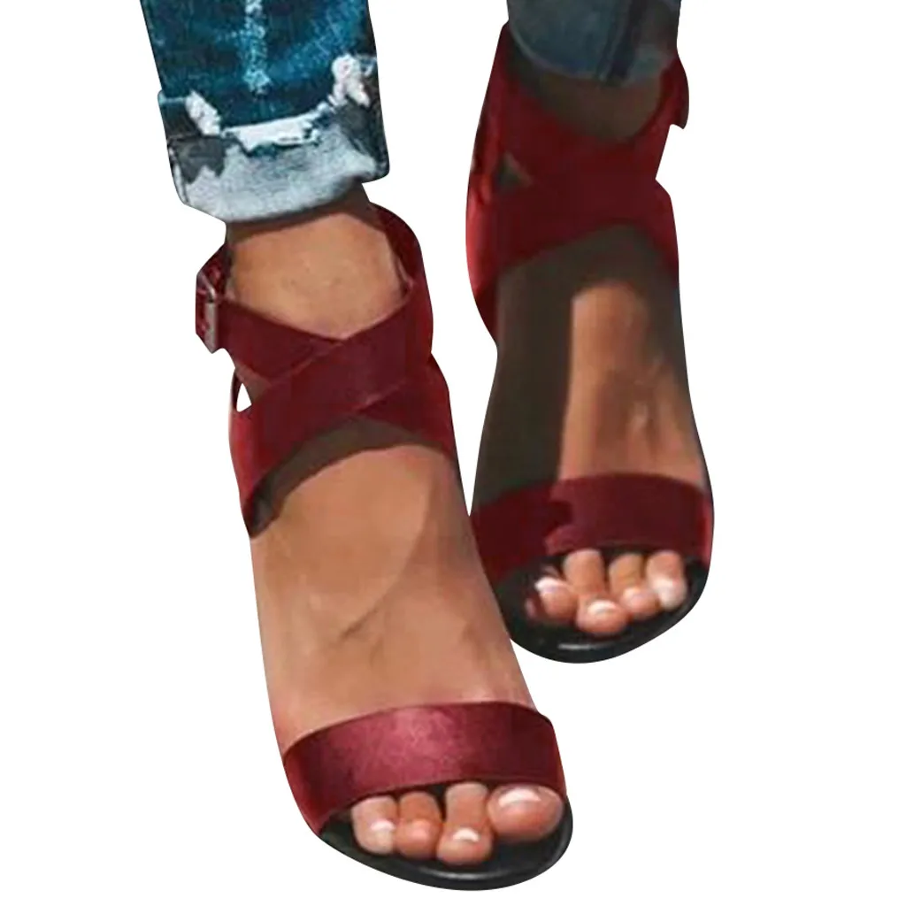 Летние босоножки г. Женская обувь с открытым носком на квадратном каблуке в римском стиле модная обувь на высоком каблуке с ремешком на щиколотке, zapatos de mujer de moda# N3