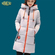 Модная зимняя куртка длинная теплая Женская хлопковая куртка с длинным рукавом и капюшоном однотонная женская верхняя одежда размера плюс WK203