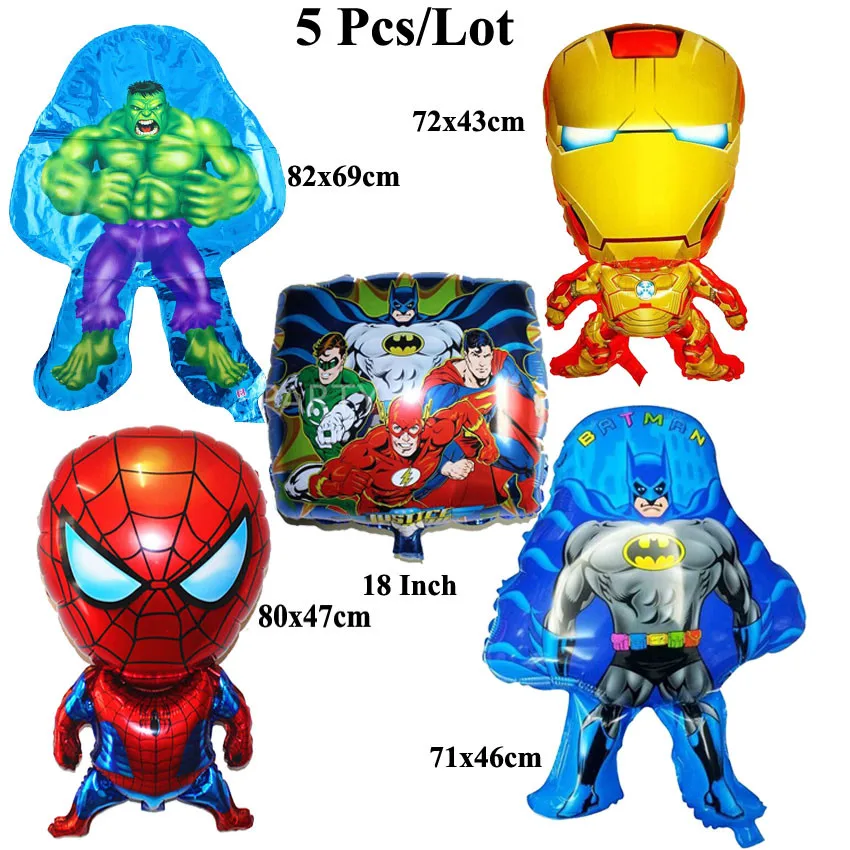 

5Pcs/Lot balon ballons batman spiderman balloons childrens party decoration supplies superhero avengers birthday balloons