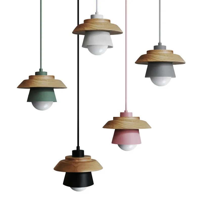Nordic Drop Lights Solid Oak Wook Pendant Light Hanging Restaurant Pendant Lamp E27 E26 Socket Cafe Dining Pendant Light Indoor Lighting Fixture (19)