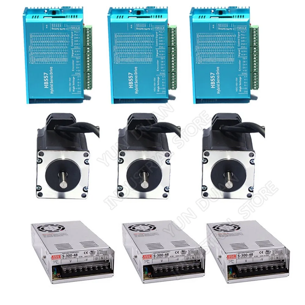 

3PCS 57MM Nema23 2.2N.m 315Oz-in Closed Loop Stepper Hybird Encoder Easy Servo Motor Driver with 300W Power Supply Kits