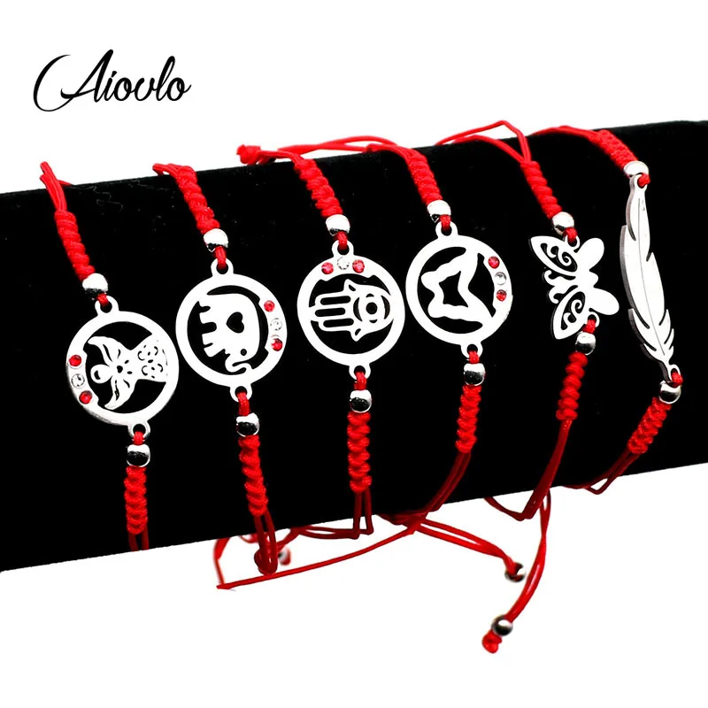Simple Stainless Steel Hand elephant butterfly angel Bead Bracelet Red String Braiding Couple Bracelets Men Women Wish Jewelry Simple Stainless Steel Hand elephant butterfly angel Bead Bracelet Red String Braiding Couple Bracelets Men Women Wish Jewelry