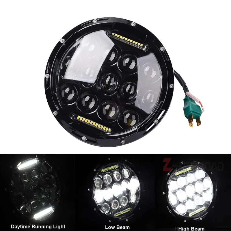 

2pcs 7" LED Headlight Bulb replacement with Hi/Lo beam offroad car driving lamp projector with DRL For Land Rover Defender 90