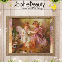 Sophie beauty Алмазная картина вышивка крестиком картины Diy два ангела сад фото на заказ Вышивка ручной работы искусство мозайки