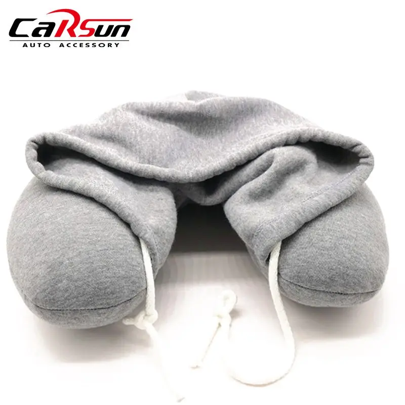 

1Pc Car Headrest Soft Hooded U Neck Pillow Cotton Auto Travel Pillow Multi-Function Revolving Neck Rest Seat Cushion Support