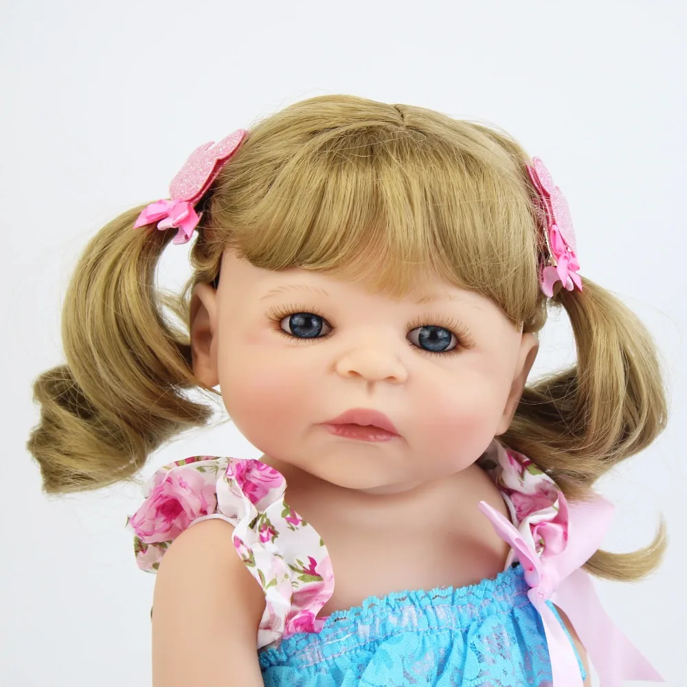 55 см полностью силиконовая виниловая Кукла Reborn Baby Doll Игрушки для девочек Bonecas 22 дюймов для новорожденных блонд принцесса Bebe живыми младенцами Рождественский подарок на день рождения