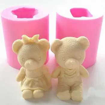

Silicone Mold Bear Boy Girl Silicone Soap Mold Fondant Cake Decorating Tools Sugarcraft Cake Chocolate Mold Paste Candle Mould